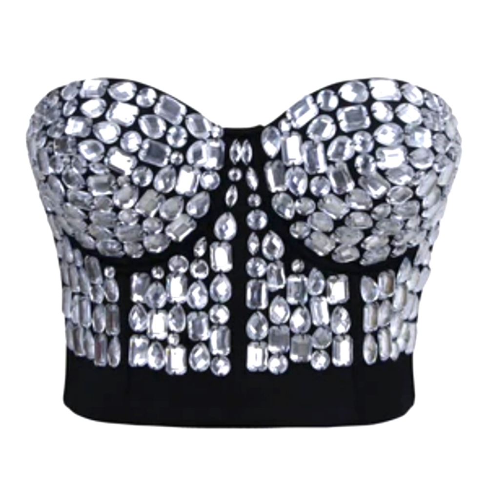 Black and Silver Embellished Women's Top